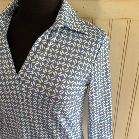 J. McLaughlin NWT Cagney Pullover Blue and White Geometric Long Sleeve Dress - Picture 3 of 13